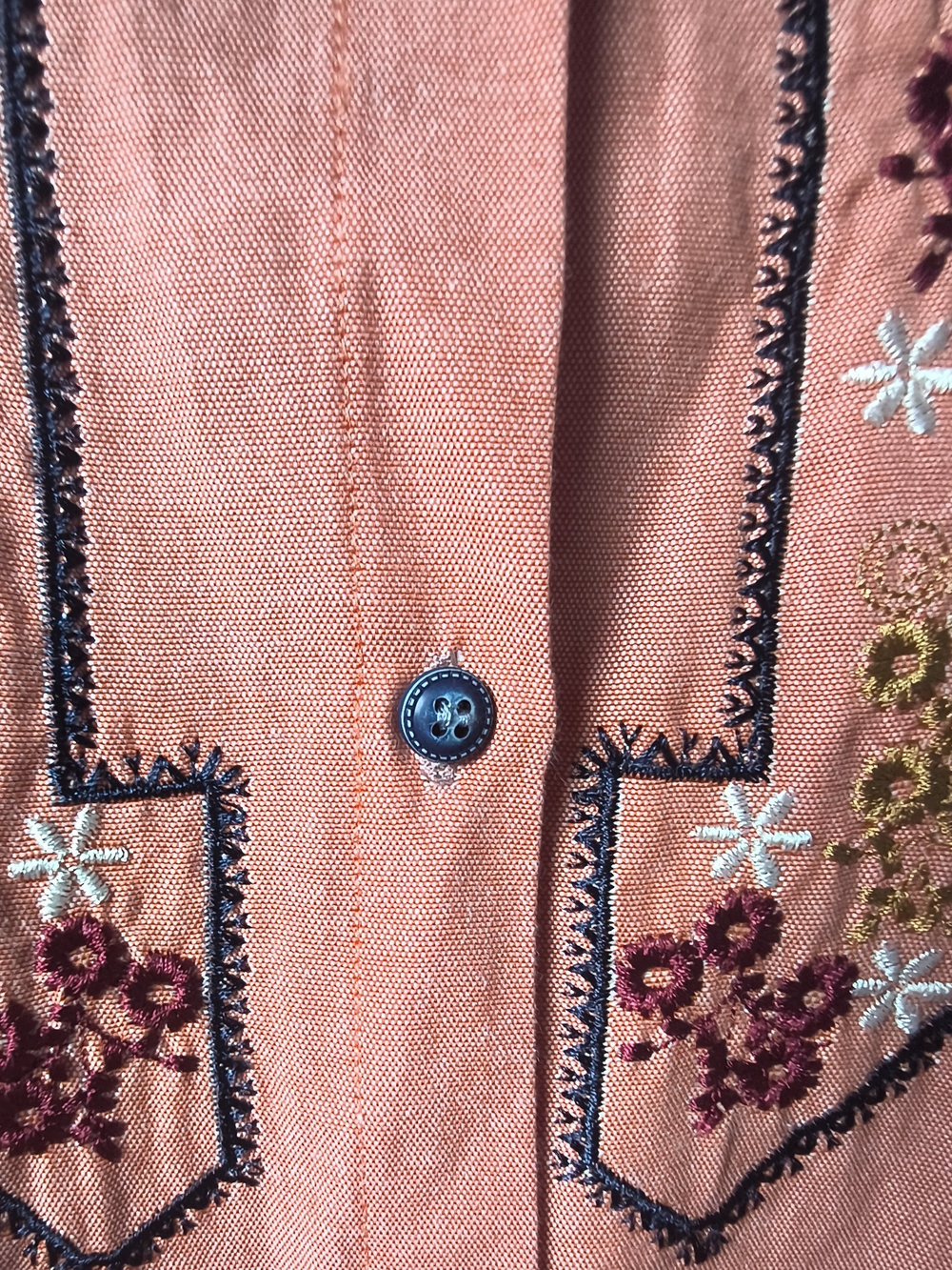 Peach Embroidered Button-Front Tunic - Picture 7 of 14